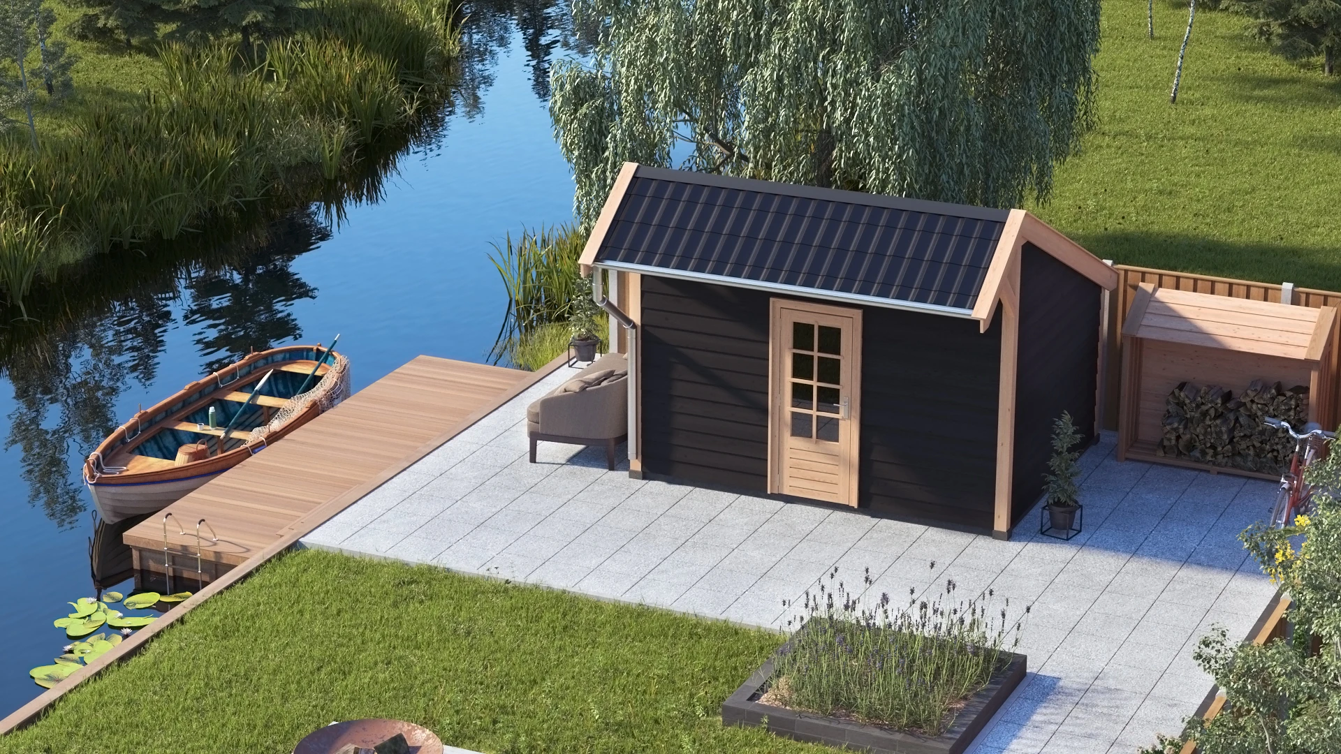 Douglas DIY kapschuur, 400 x 300, met schuur en achterwand, Westwood - Afbeelding 3